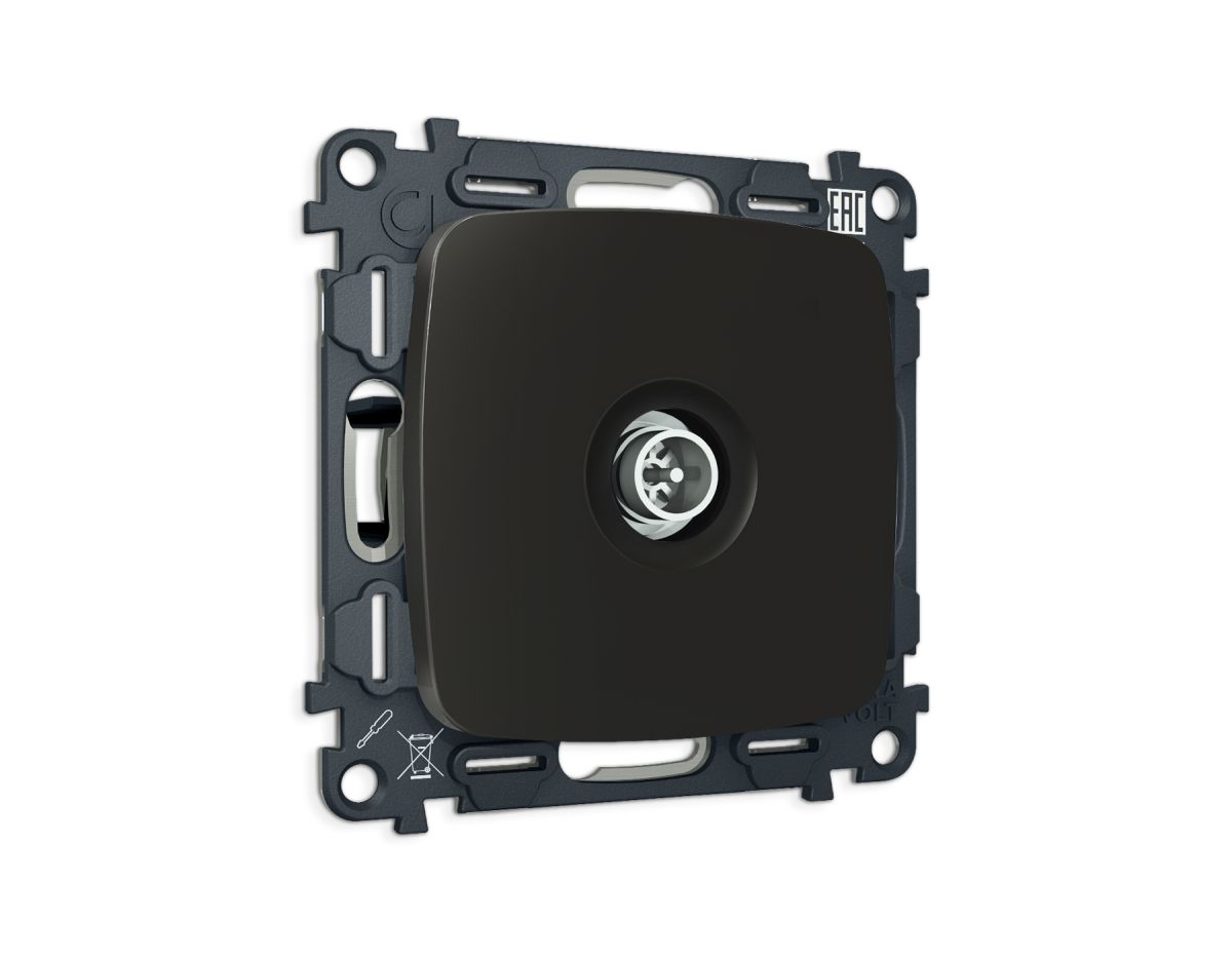 Комплект механизма TV розетки Ambrella Volt оконечной экранированной 5-1000MHz 3dB OMEGA MO813005 Черный матовый QUANT (OP8130, VM199) в Санкт-Петербурге