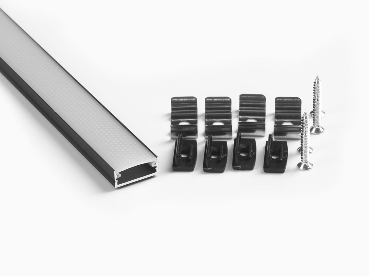 Профиль накладной LEDS POWER СПН1707 алюм. черный с призм.рассеивателем 2м 008400 в Санкт-Петербурге