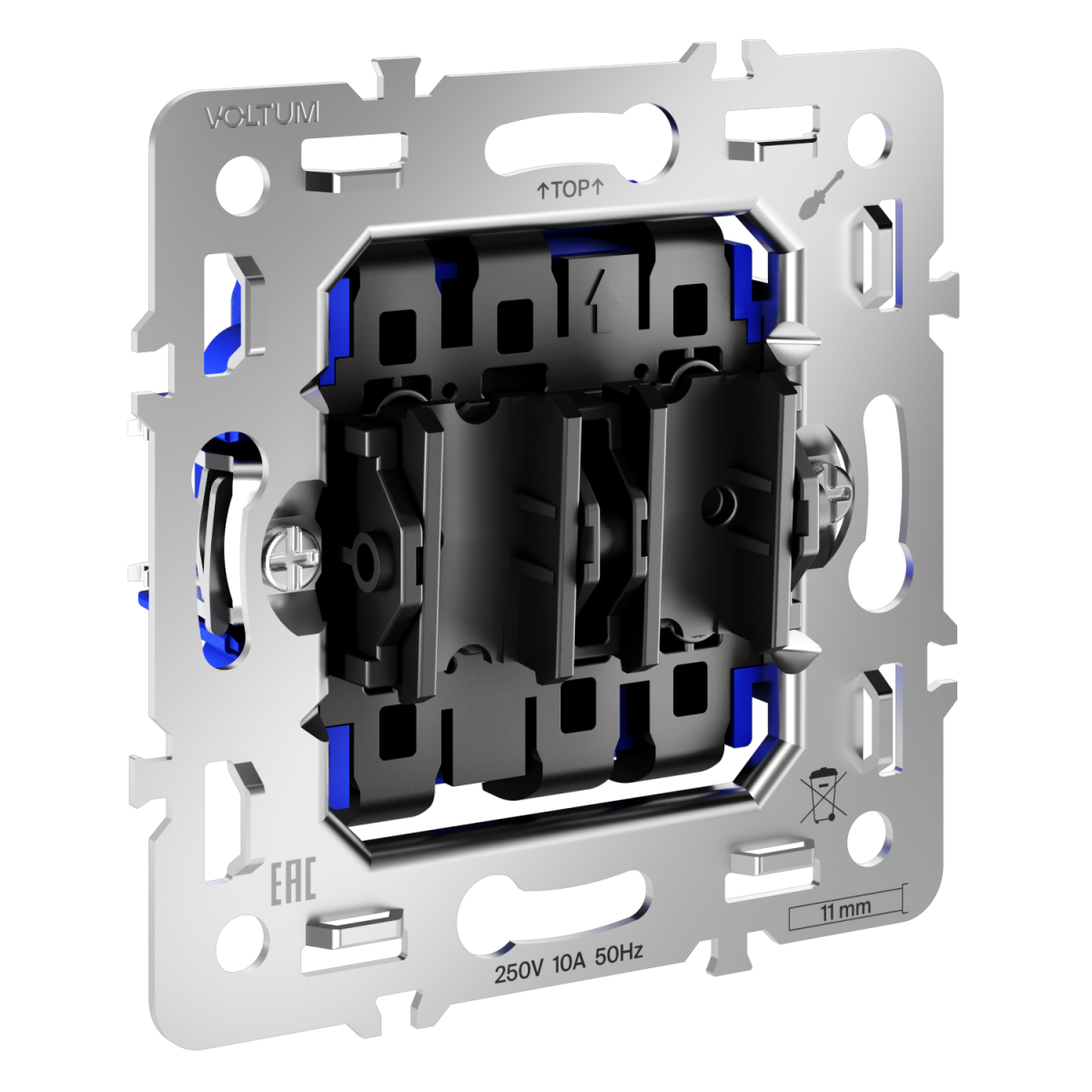 Механизм проходного переключателя двухклавишного 10А Voltum S70 VLS0203M в #REGION_NAME_DECLINE_PP#