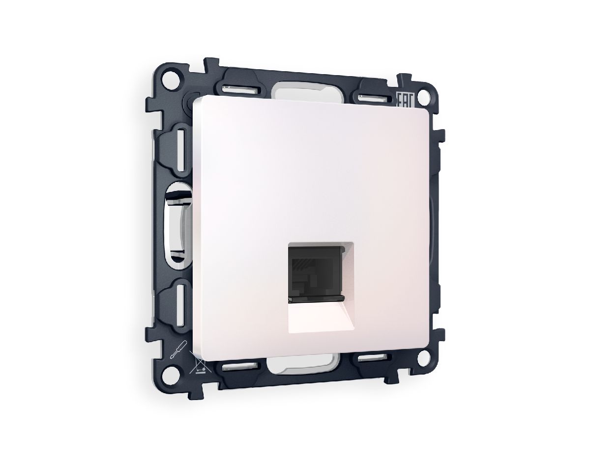 Комплект механизма компьютерной розетки RJ-45(8P8C) CAT6 со шторкой Ambrella Volt Alfa MA212010 в Санкт-Петербурге