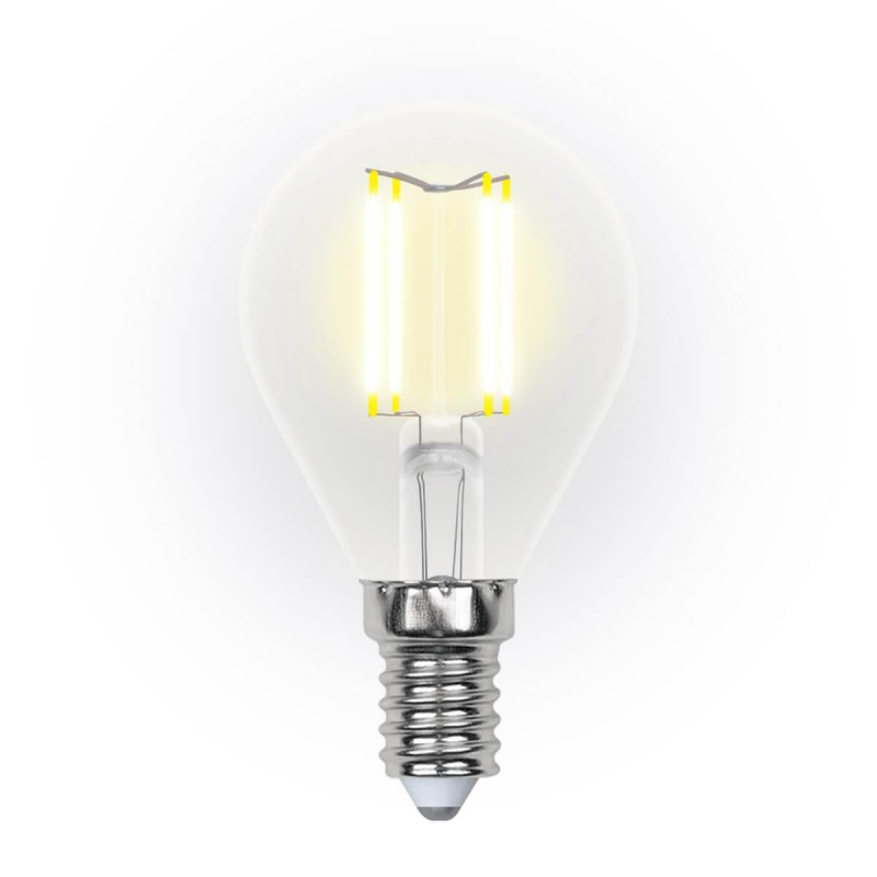 Лампа светодиодная филаментная (UL-00002866) Uniel E14 5W 3000K LED-G45-5W/WW/E14/CL/DIM GLA01TR в Санкт-Петербурге