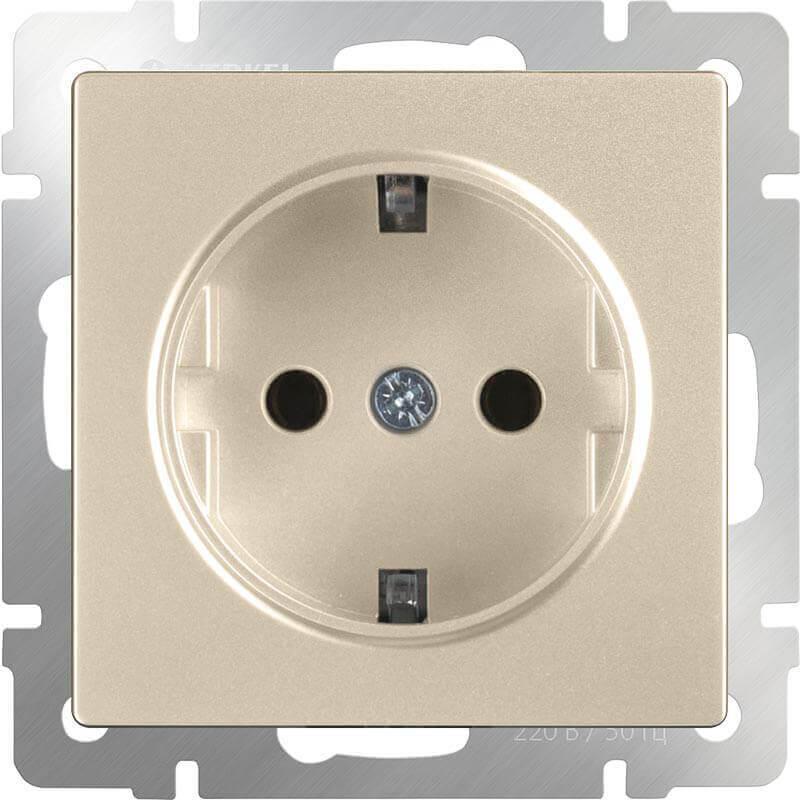 Розетка Werkel с заземлением и шторками шампань WL11-SKGS-01-IP44 4690389124563 в Санкт-Петербурге