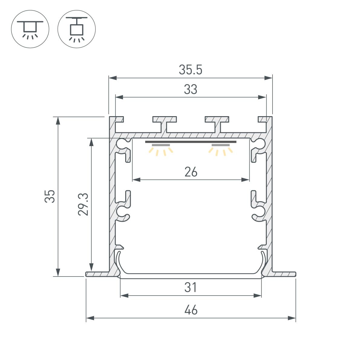 Профиль Arlight LINIA49-F-M-2500 WHITE (Алюминий) 059365 в Санкт-Петербурге