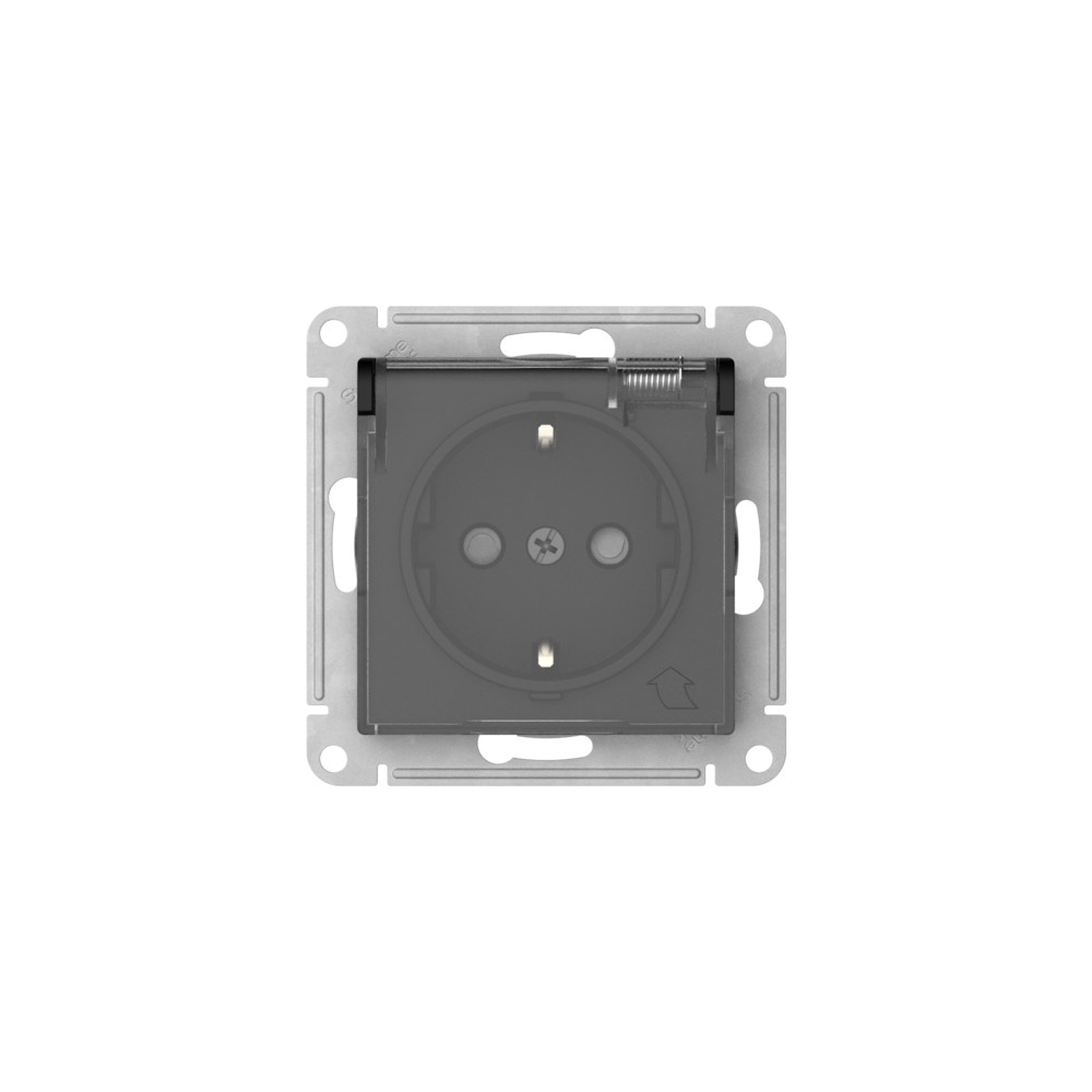 Розетка с зазем. со шт. с прозрач. крыш, 16А, IP44, мех., быстрозажим. Клем Systeme Electric AtlasDesign Aqua Карбон ATN441046S в Санкт-Петербурге