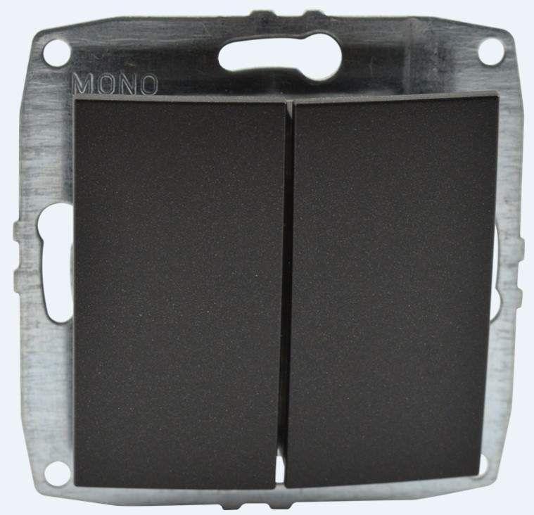 Выключатель двухклавишный Mono Electric Despina-Larissa 10А 250В графит 500-002025-102 в Санкт-Петербурге