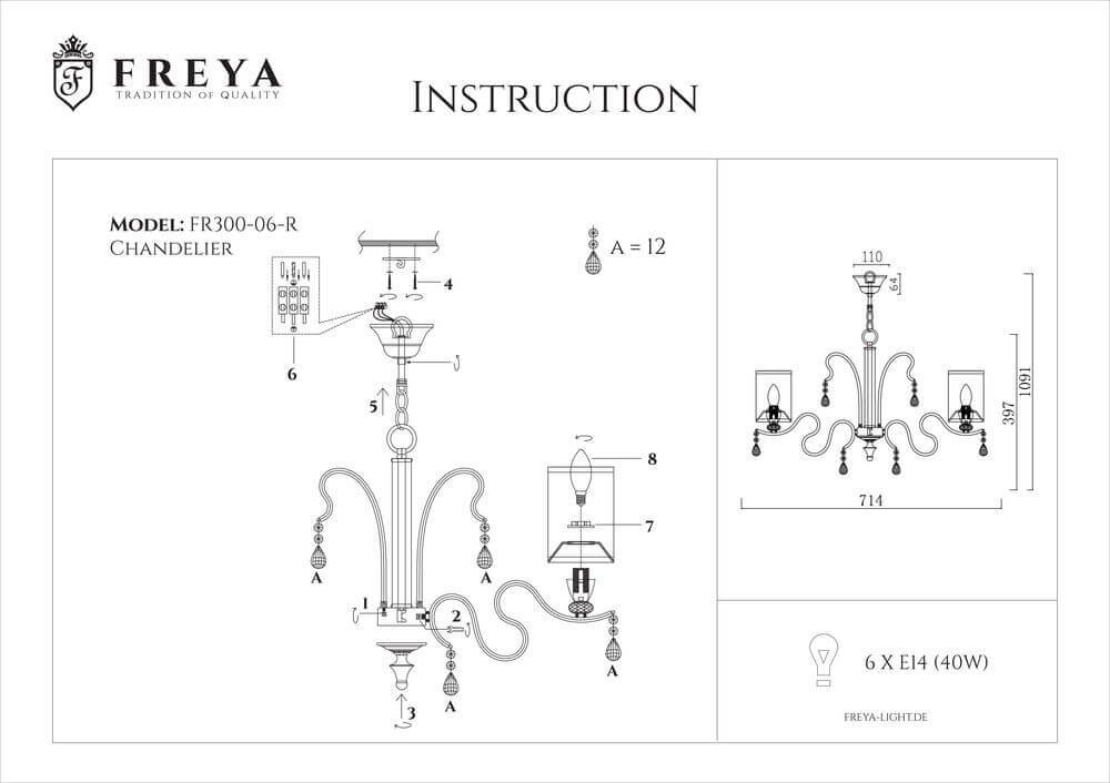 Подвесная люстра Freya Faust FR2300-PL-06-BZ в #REGION_NAME_DECLINE_PP#