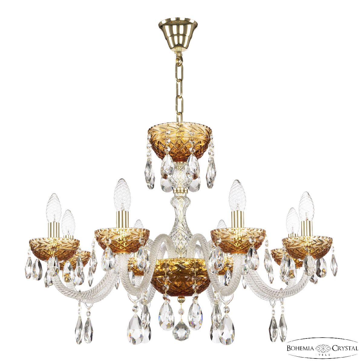 Подвесная люстра Bohemia Ivele Crystal 5417/8/240 G Amber/M-1F в Санкт-Петербурге