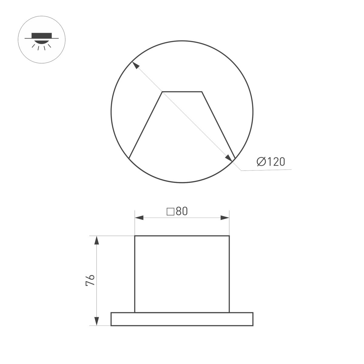 Светильник для ступеней Arlight LT-TIE-R120-3W Warm3000 (WH, 75x30 deg, 230V) (IP65 Бетон) 050869 в Санкт-Петербурге