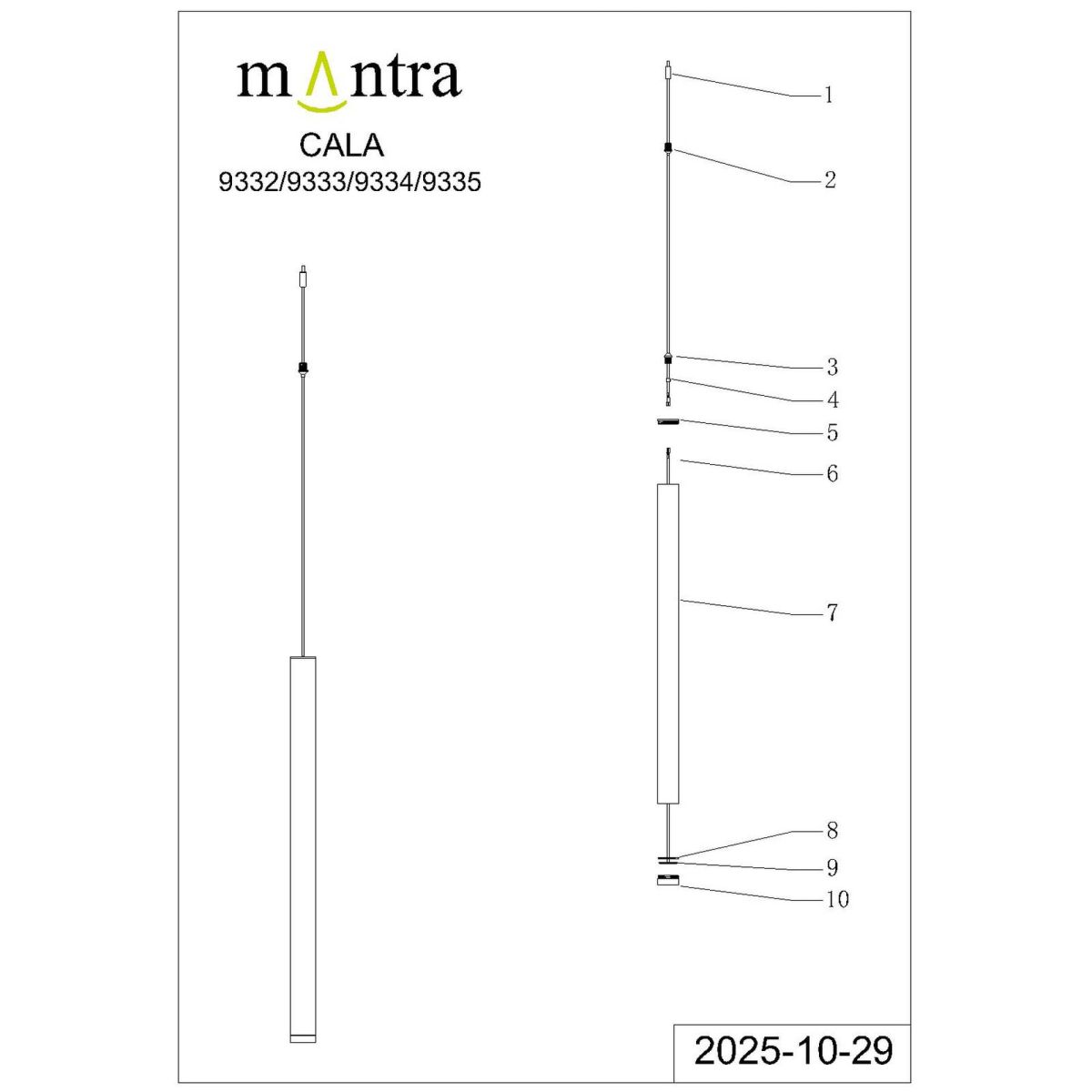 Подвесной модульный светильник без основания Mantra Cala 9334 в Санкт-Петербурге