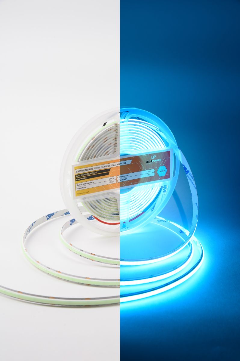 Светодиодная лента LEDS POWER NEW COB 256/м (11Вт/м) 24В голубая 006352 в #REGION_NAME_DECLINE_PP#