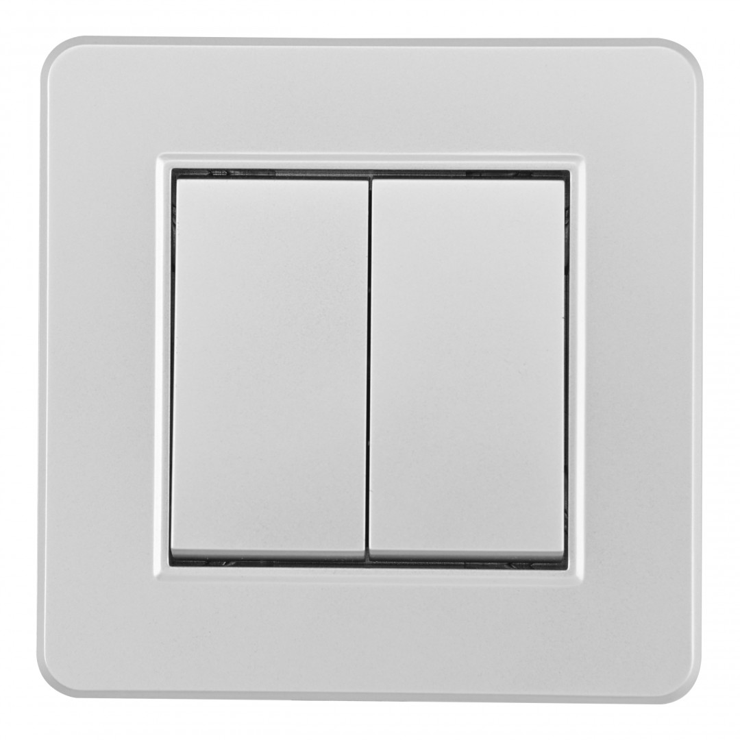 Выключатель двухклавишный Arte Milano SET16-1-30-2 silver в Санкт-Петербурге