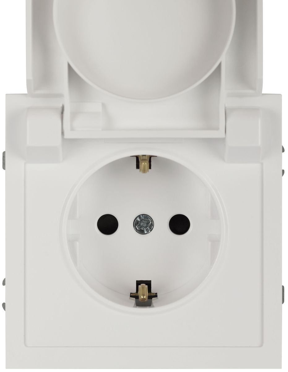 Розетка ЭРА Galaxy 15-2103-01 c заземлением 2P+E Schuko со шторками с крышкой 16А-250В IP20 белый Б0070659 в Санкт-Петербурге