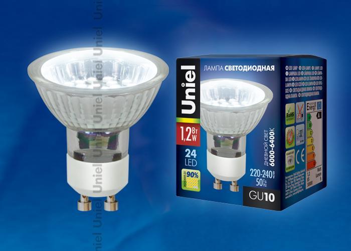 Лампа светодиодная (04008) Uniel GU10 1,2W 6000-6400K прозрачная LED-JCDR-SMD-1,2W/DW/GU10 85 Lm в #REGION_NAME_DECLINE_PP#