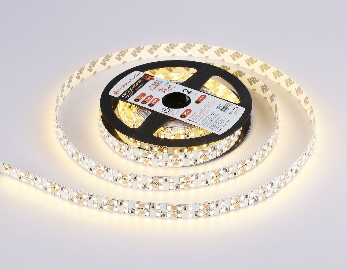 Светодиодная лента двухрядная Ambrella Light LED Strip 12В 2835 24Вт/м 3000K 5м IP20 GS1701 в Санкт-Петербурге