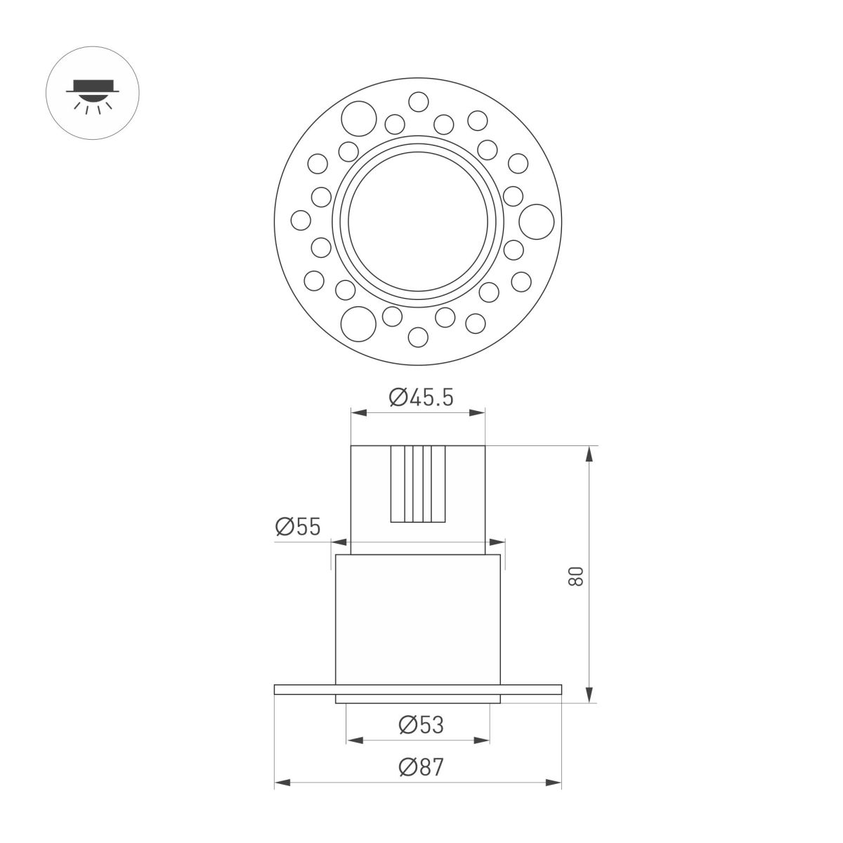 Встраиваемый светильник Arlight MS-INVISIO-TRIMLESS-R55-15W Warm3000 (WH-WH, 36 deg, 230V) (IP54 Металл) 059162 в #REGION_NAME_DECLINE_PP#
