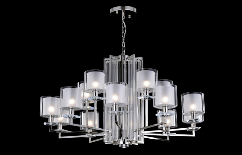 Подвесная люстра Crystal Lux Nicolas NICOLAS SP-PL10+5 NICKEL/WHITE в Санкт-Петербурге
