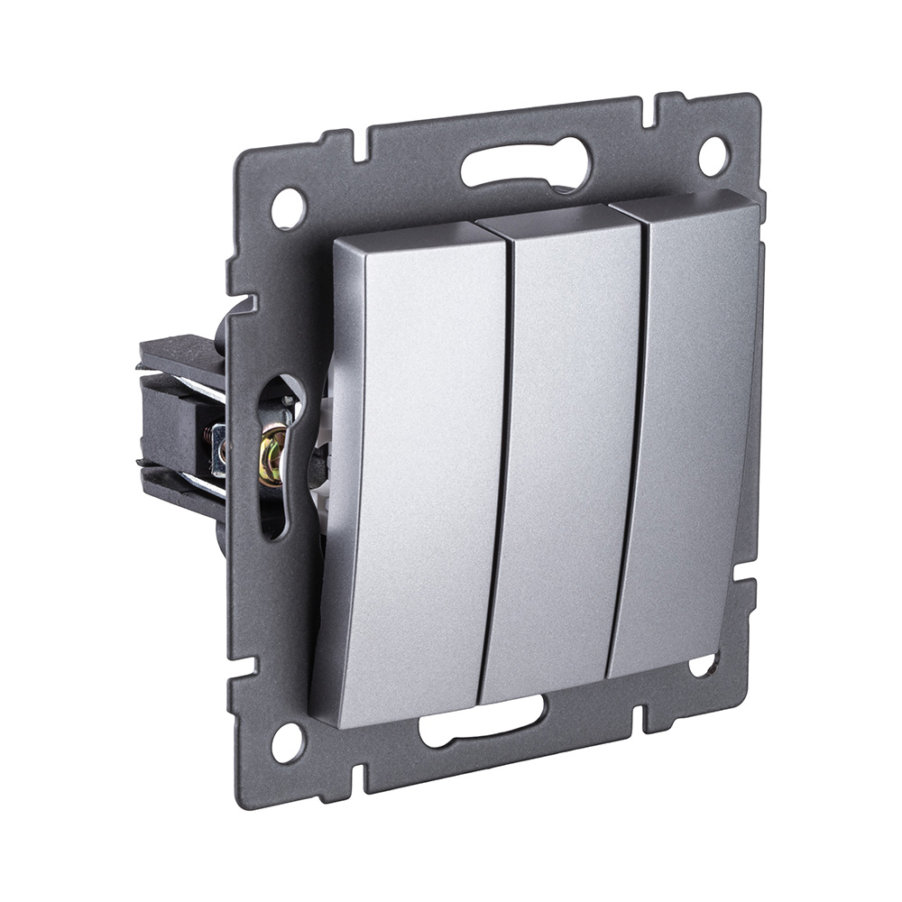 Выключатель 3-клавишный 10А/250В, изогнутый, серый Kollinger REA-R-012GY для Aspekt, Eleganz, Reflex в Санкт-Петербурге