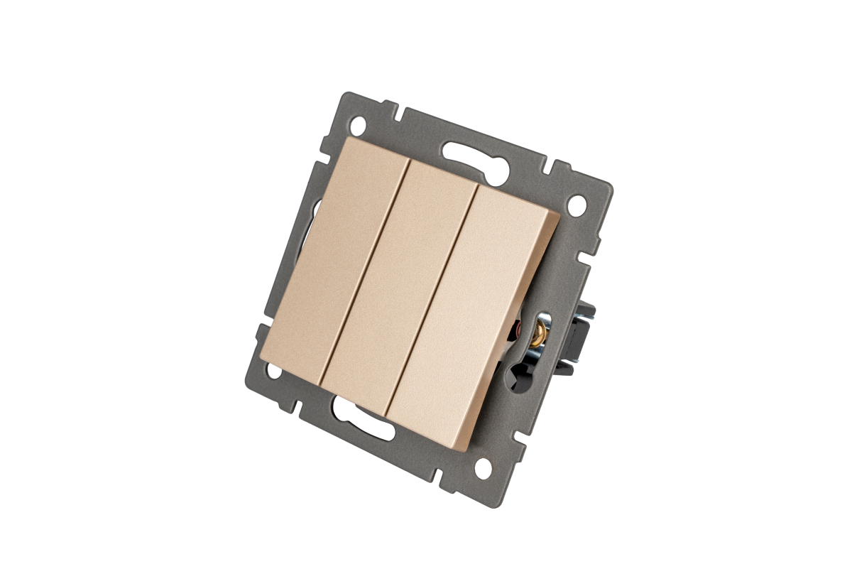 Механизм выключателя трехклавишный непроходной Arlight SWT-MK03-PL-GD-V (250V, 10A) 049899 в Санкт-Петербурге