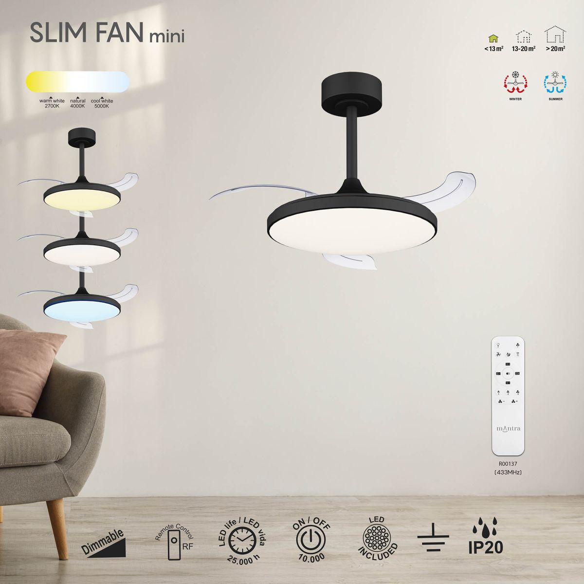 Люстра-вентилятор Mantra Slim Fan 9056 в Санкт-Петербурге