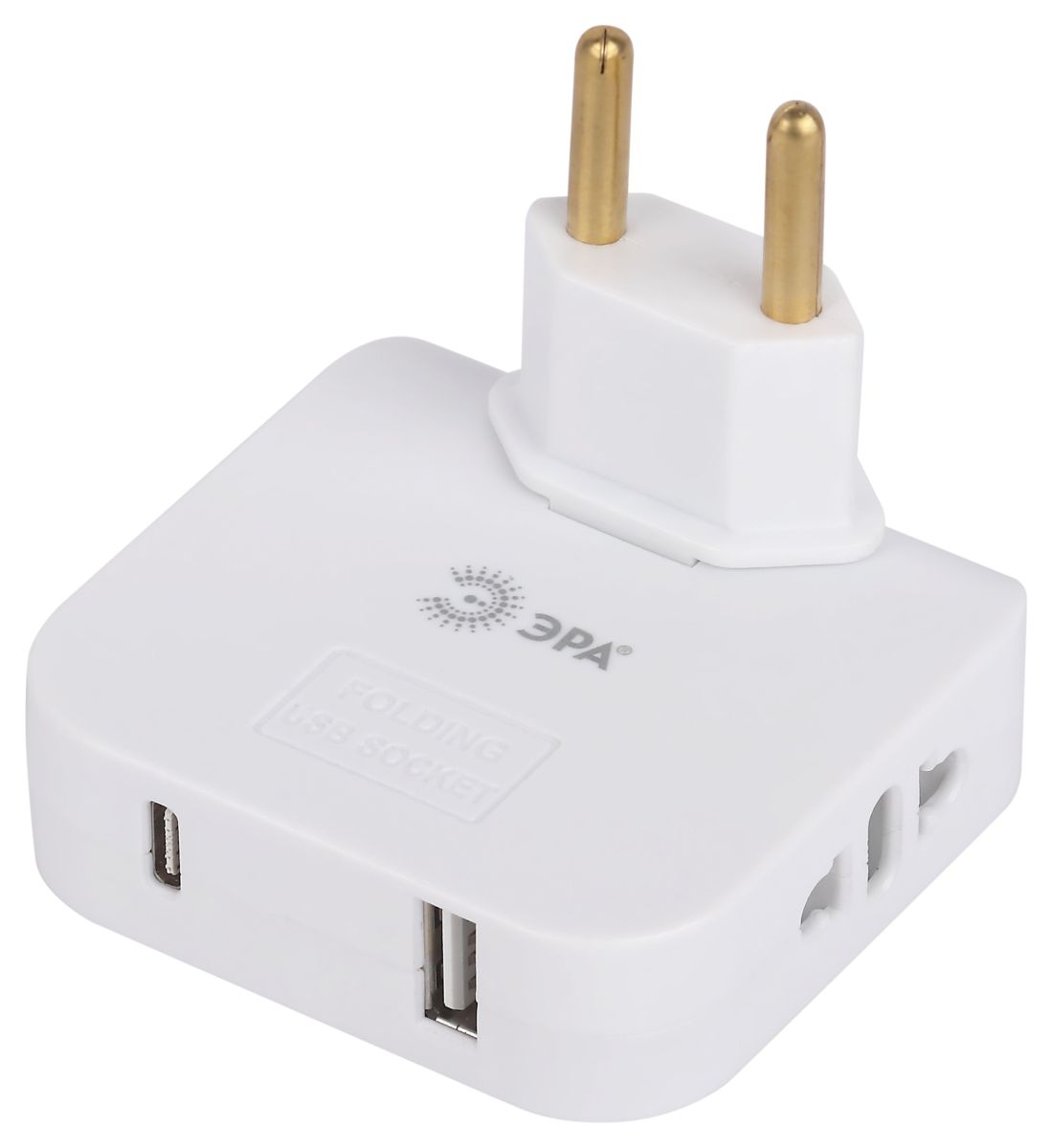 Разветвитель электрический Эра SPF-2-FL-USBC поворотный на 2 розетки + 2USB A+C 10А белый Б0069090 в Санкт-Петербурге