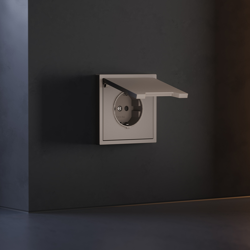 Накладка для розетки с заземлением, защитными шторками и крышкой Voltum S70 (капучино) VLS000814 в Санкт-Петербурге