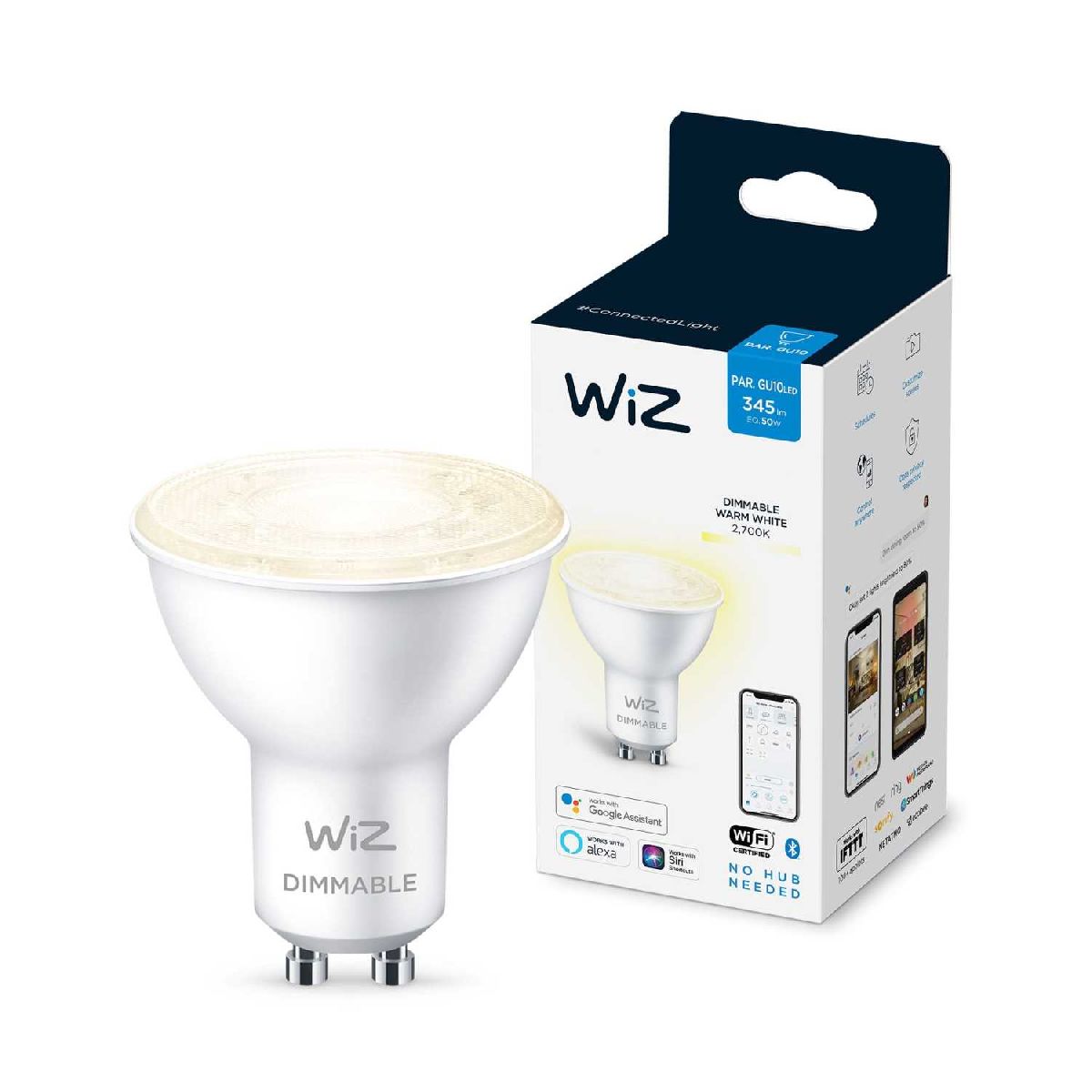 Умная светодиодная лампа Wiz Wi-Fi BLE50WGU10927 DIM1PF/6 GU10 4,7W 2700K 929002448102 в Санкт-Петербурге