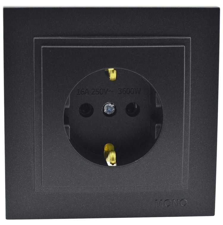 Розетка с заземлением Mono Electric Despina 16А 250В графит 102-202021-117 в Санкт-Петербурге