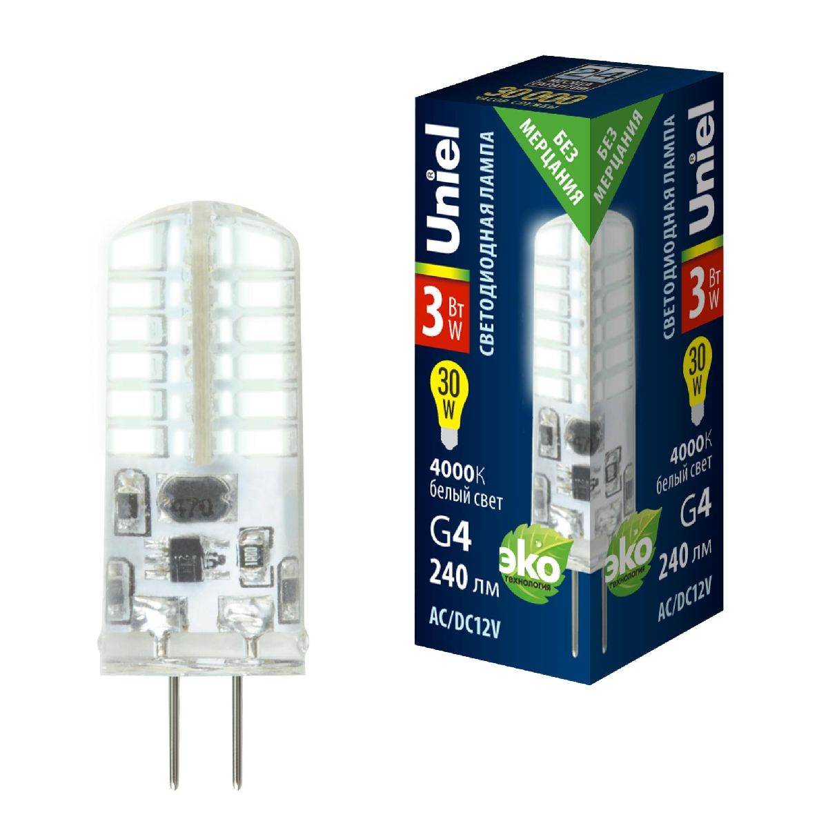 Лампа светодиодная Uniel LED-JC-12/3W/4000K/G4/CL SIZ05TR UL-00010367 в Санкт-Петербурге