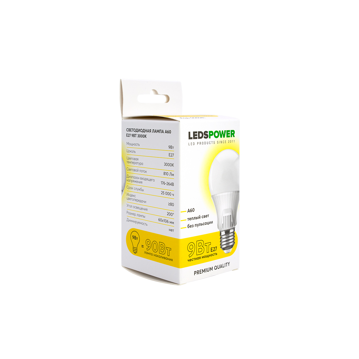 Светодиодная лампа LEDS POWER A60 E27 9Вт 3000К 006581 в Санкт-Петербурге