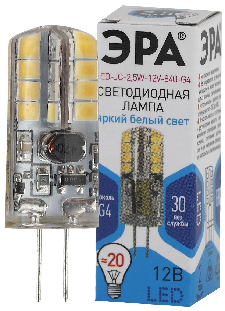 Лампа светодиодная Эра G4 2,5W 4000K LED JC-2,5W-12V-840-G4 Б0033192 в Санкт-Петербурге