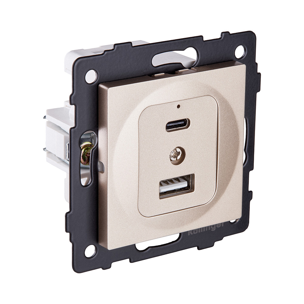 Розетка USB A+C 20W, золотой Kollinger REA-037GD для Aspekt, Eleganz, Reflex в #REGION_NAME_DECLINE_PP#