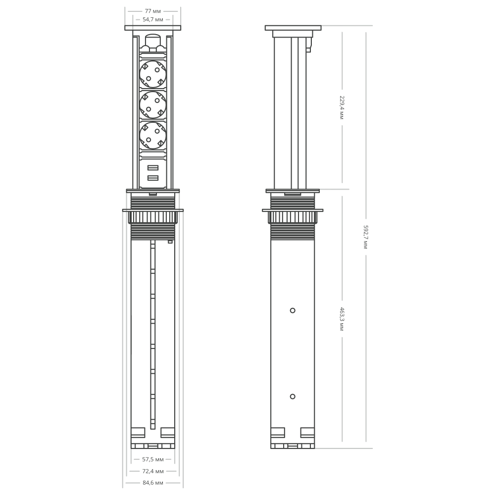 Блок розеток 105J (3 секции и 2 USB) Mebax 00-00000823 в Санкт-Петербурге