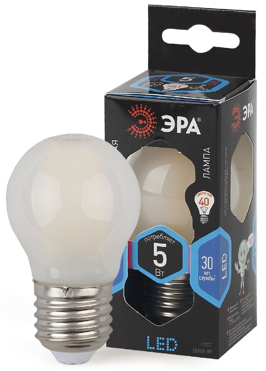Лампа светодиодная Эра E27 5W 4000K F-LED P45-5W-840-E27 frost Б0027932 в Санкт-Петербурге