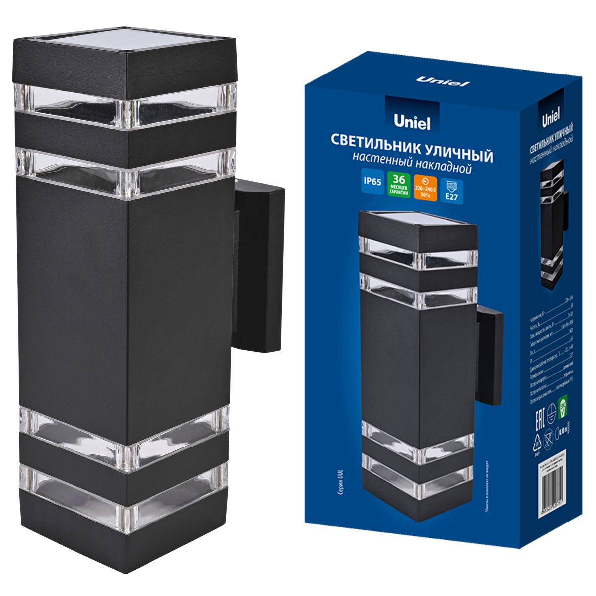 Уличный настенный светильник Uniel UUL-S24A 2x60W/E27 IP65 BLACK UL-00012923 в Санкт-Петербурге