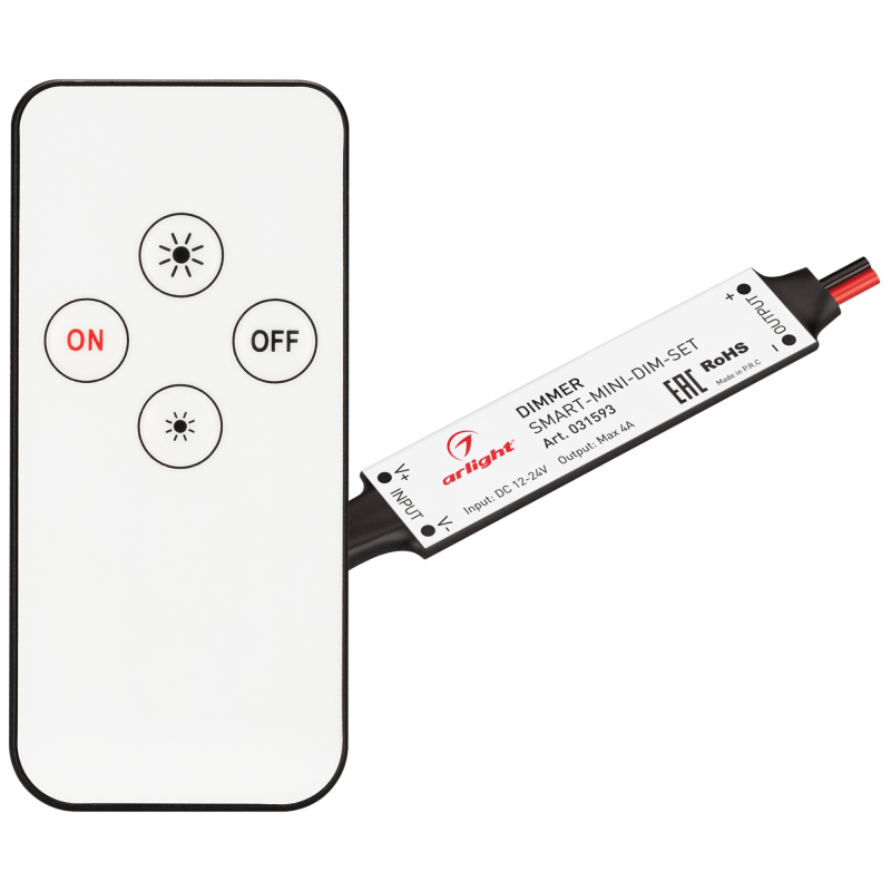 Диммер Arlight Smart-Mini-Dim-Set (12-24V, 1x4A, ПДУ 4кн, IR) 031593 в Санкт-Петербурге