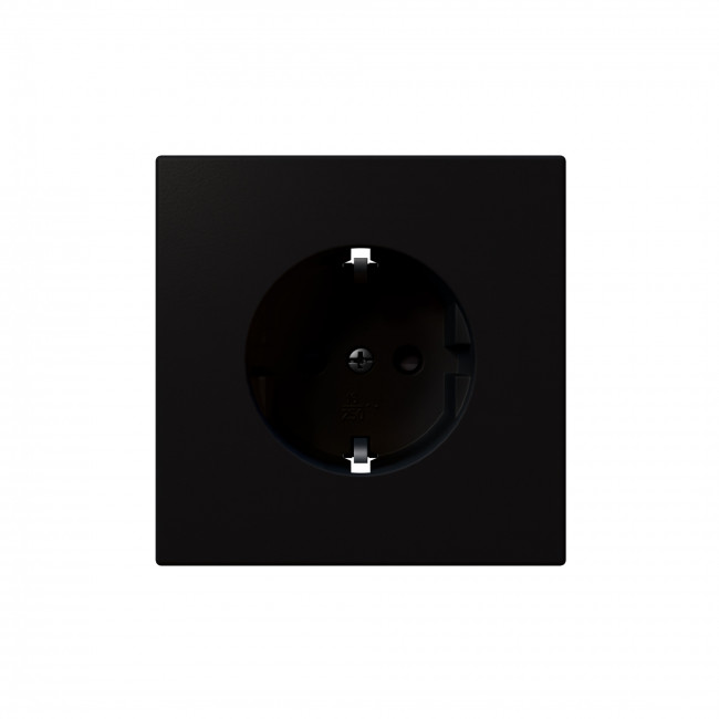 Розетка SCHUKO с защитными шторками 16A 250V 2P+T, цвет Черный матовый (soft touch) Jasmart FD5501PBM в Санкт-Петербурге
