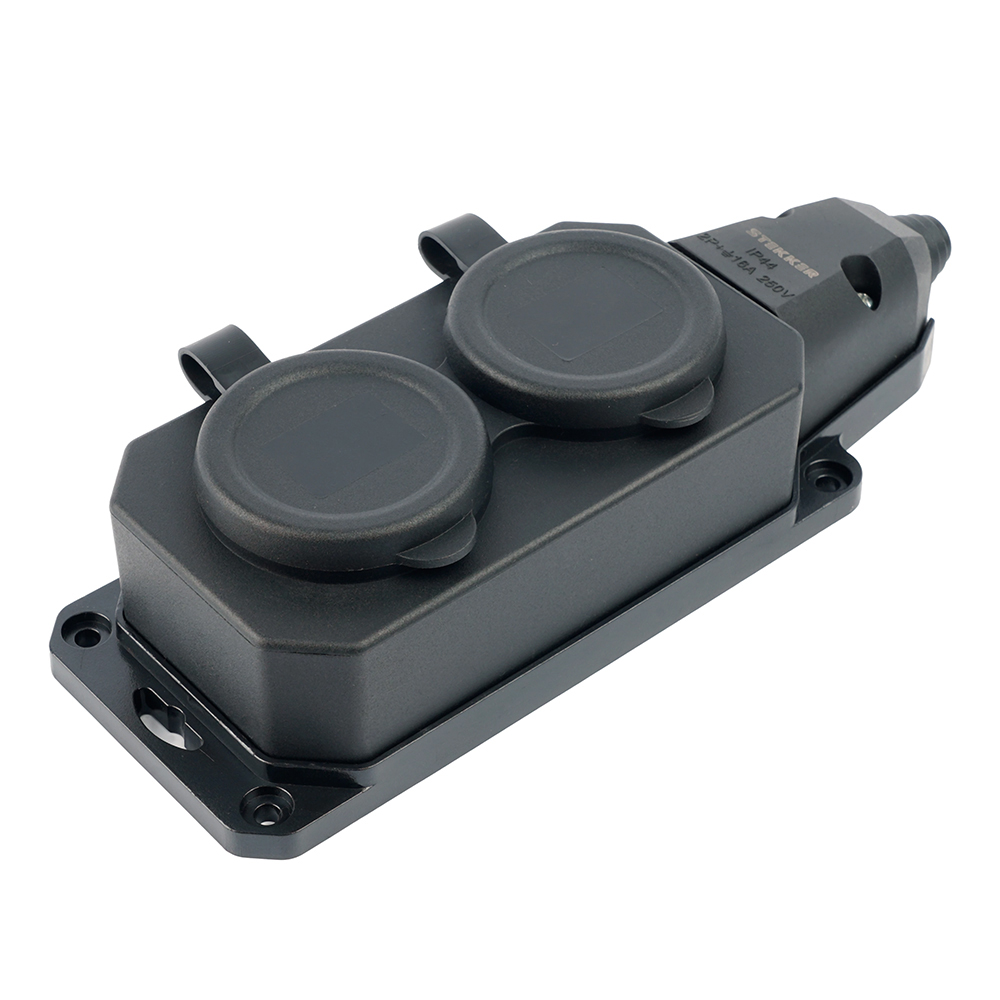 Розетка переносная 2-местная c/з Stekker RST16-2-44 250В 16А IP44 черный 50805 в Санкт-Петербурге