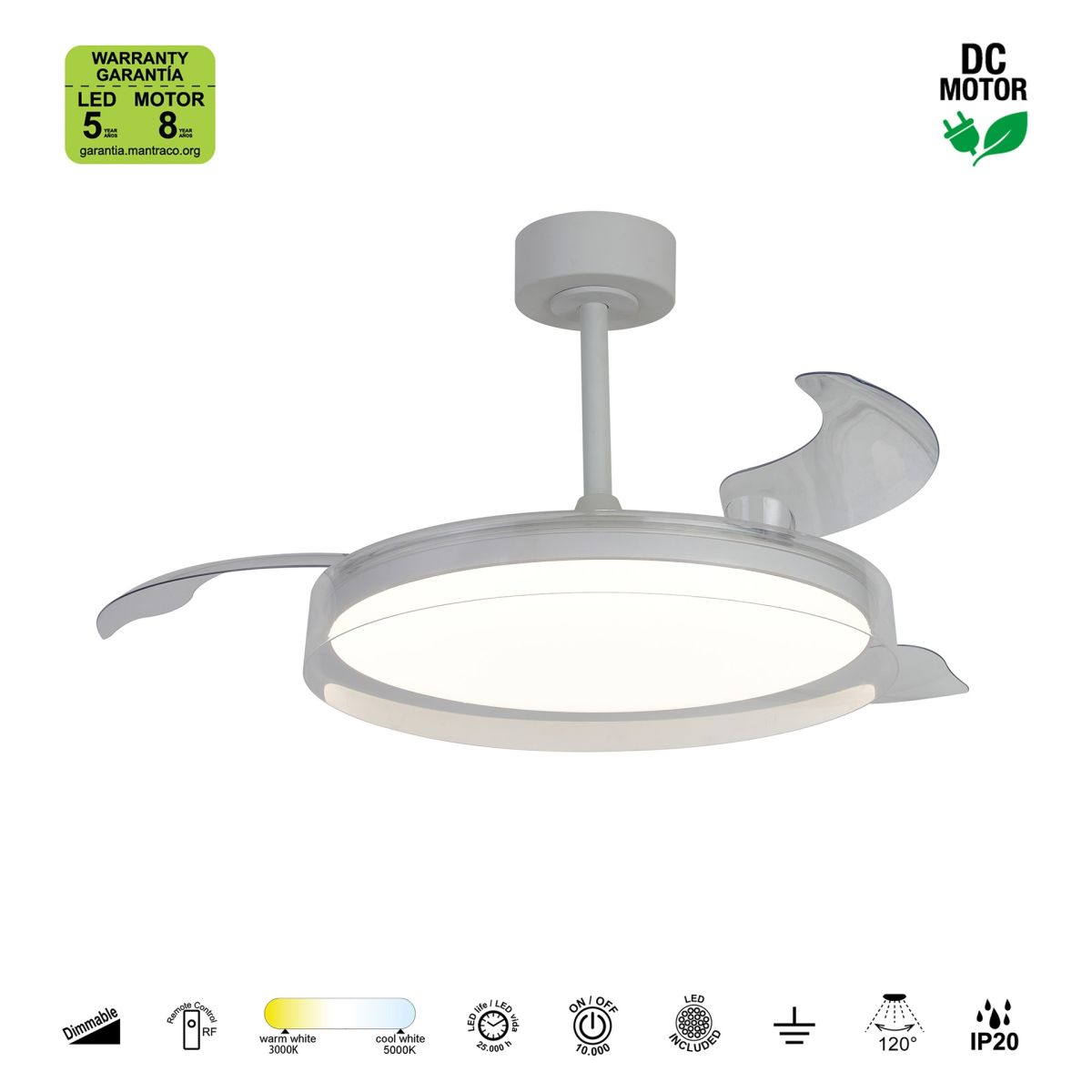 Люстра-вентилятор Mantra Glass Fan 9525 в Санкт-Петербурге