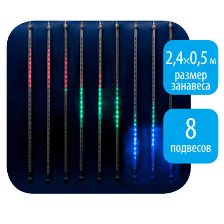 Уличная светодиодная гирлянда (11122) Uniel занавес Падающие звезды 220V разноцветный ULD-E2405-240/DTK MULTI IP44 METEOR в Санкт-Петербурге
