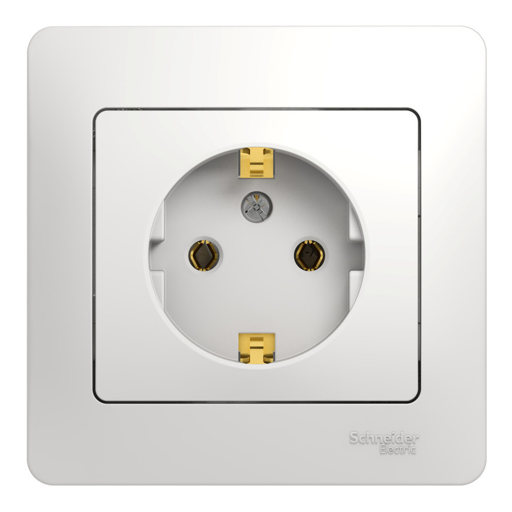 Розетка с/з (в сборе с рамкой) Systeme Electric Glossa Бел GSL000142 в Санкт-Петербурге