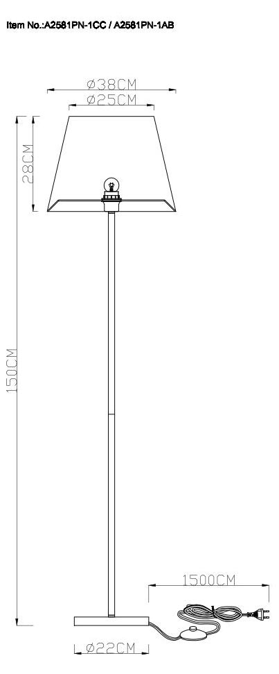 Торшер Arte Lamp ELBA A2581PN-1CC в #REGION_NAME_DECLINE_PP#