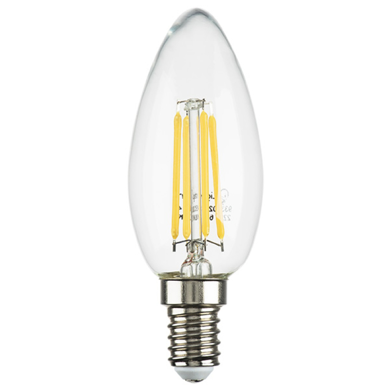 Лампа светодиодная филаментная Lightstar LED Filament E14 6W 3000K свеча прозрачная 933502 в Санкт-Петербурге