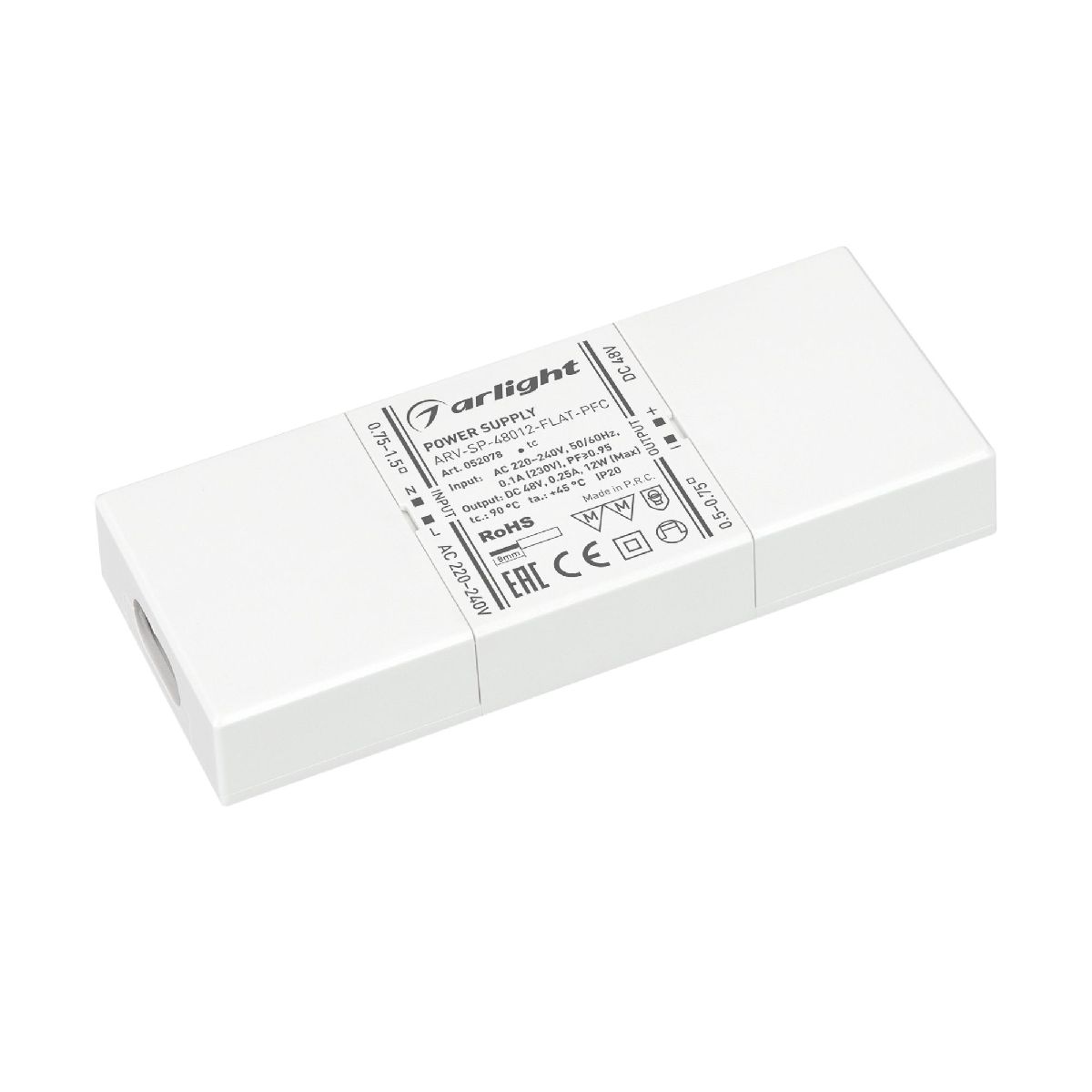 Блок питания Arlight ARV-SP-48012-FLAT-PFC (48V, 0.25A, 12W) 052078 в Санкт-Петербурге