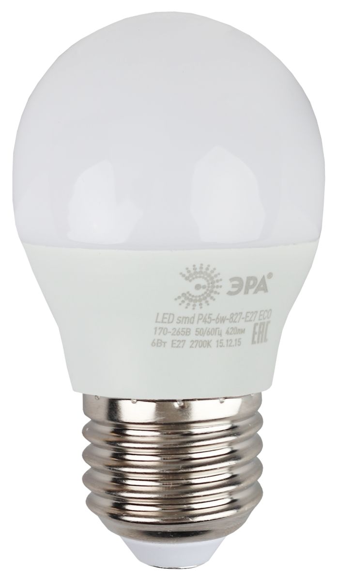 Светодиодная лампа Эра ECO LED P45-6W-827-E27 Б0020629 в Санкт-Петербурге