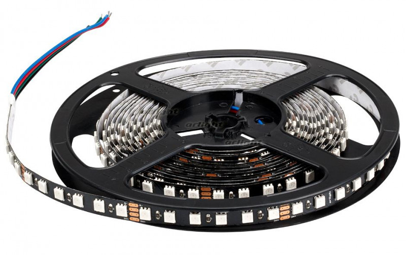 Светодиодная лента Arlight RT 2-5000 24V RGB 3X (5060, 420 LED, BLACK) 021759 в Санкт-Петербурге