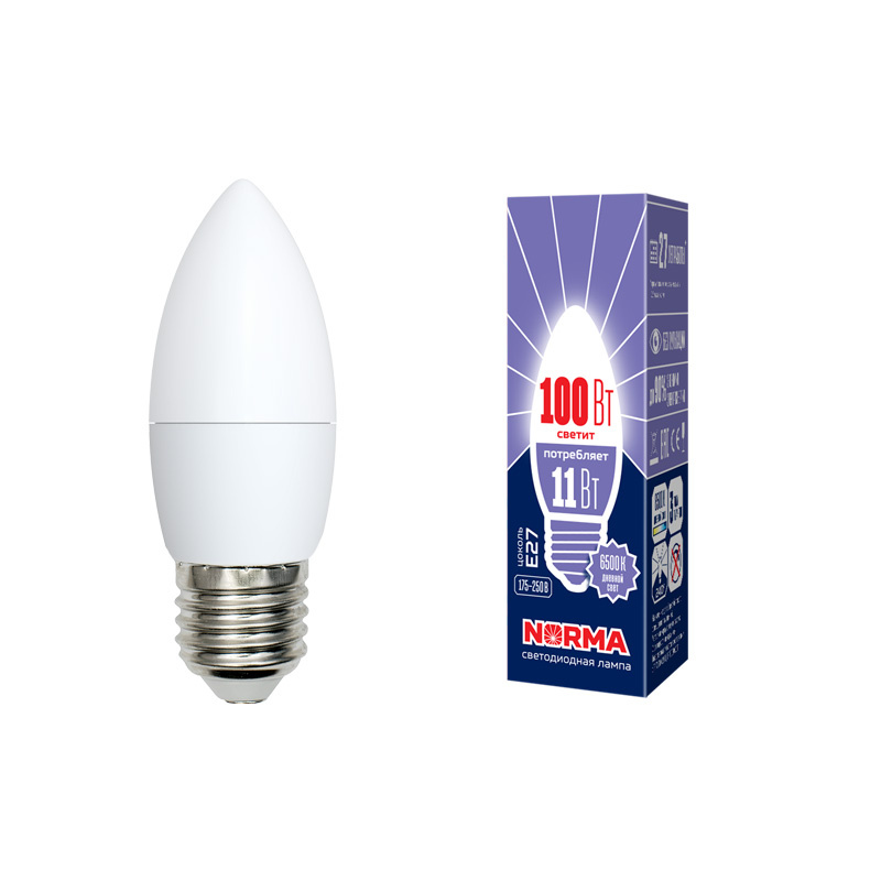 Лампа светодиодная (UL-00003813) Volpe E27 11W 6500K матовая LED-C37-11W/DW/E27/FR/NR в Санкт-Петербурге