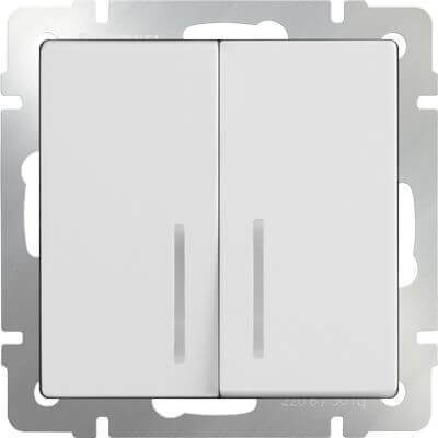 Выключатель Werkel двухклавишный с подсветкой белый WL01-SW-2G-LED 4690389059193 в Санкт-Петербурге