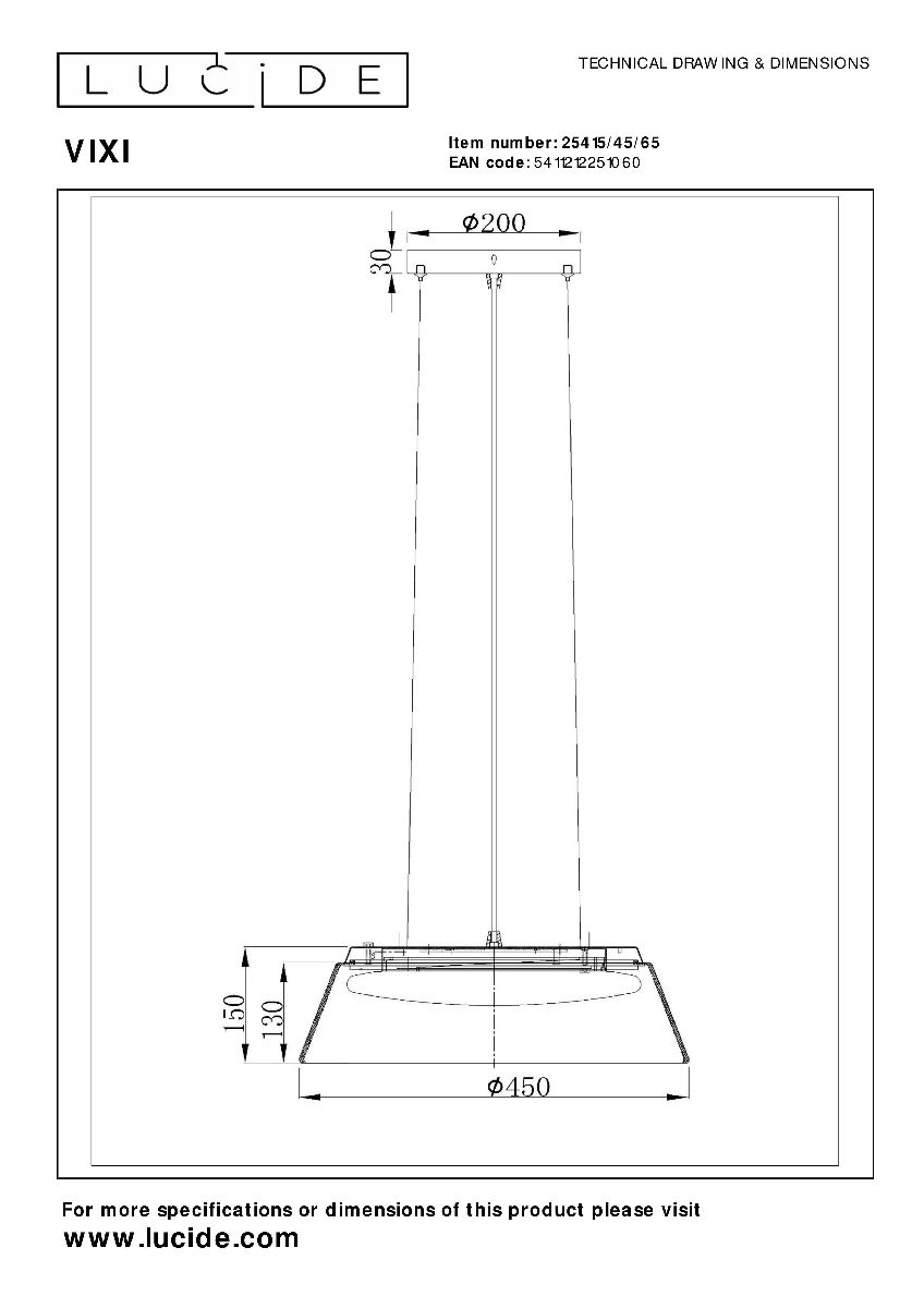 Подвесной светильник Lucide Vixi 25415/45/65 в Санкт-Петербурге