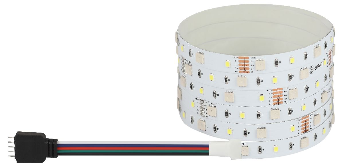 Светодиодная лента Эра 12В 5050 14,4Вт/м RGB+6500K 5м IP20 LS5050-14,4-60-12-RGB+W(6500)-IP20-1 year-5m Б0059911 в Санкт-Петербурге