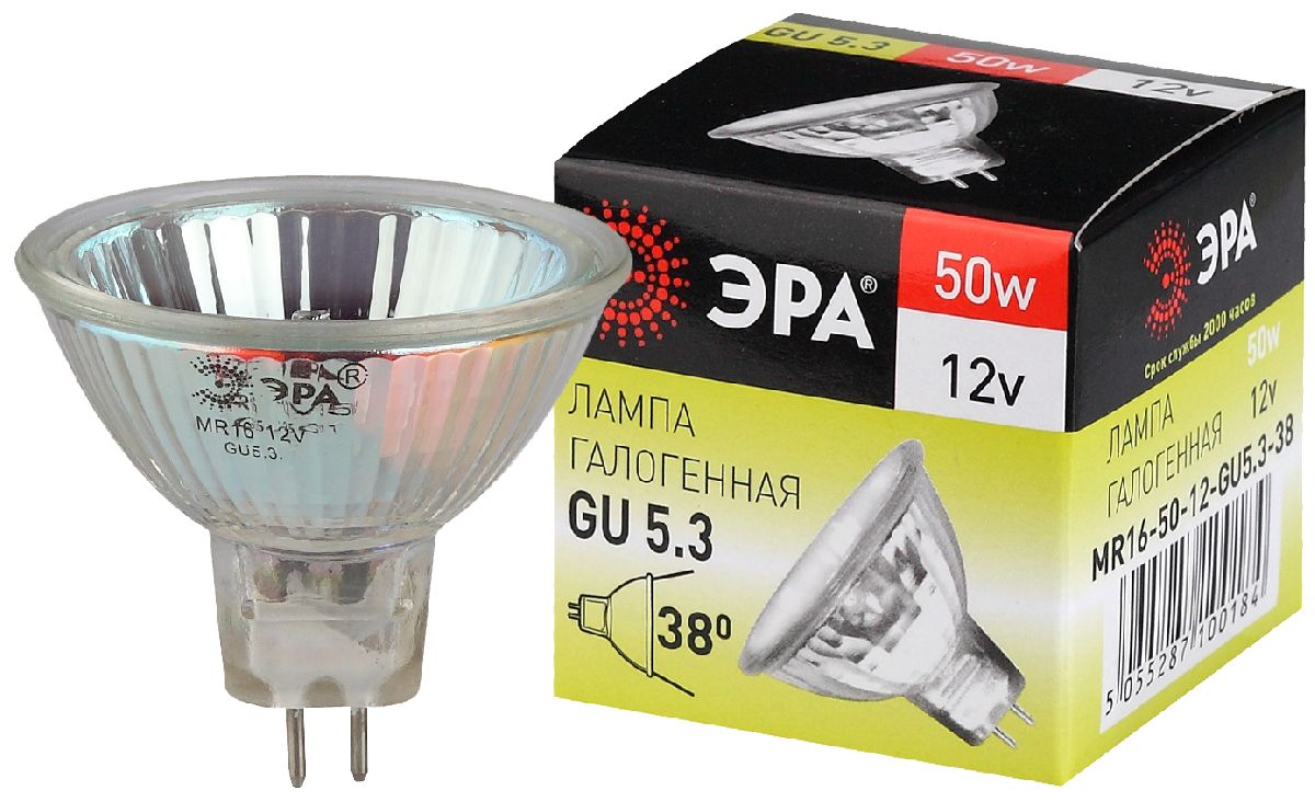 Лампа галогенная Эра GU5.3 50W 3000K GU5.3-MR16-50W-12V-CL C0027358 в Санкт-Петербурге